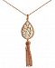 18K Rose Gold over Sterling Silver with Lab Created Opal and Cubic Zirconia Tassel Pendant