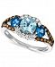 Le Vian Sea Blue Aquamarine (5/8 ct. t. w. ), Blueberry Sapphire (1/2 ct. t. w. ) and Diamond (1/3 ct. t. w. ) Ring in 14k White Gold