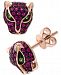 Effy Certified Ruby (3/4 ct. t. w. ) and Tsavorite Accent Panther Stud Earrings in 14k Rose Gold