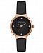 Bcbgmaxazria Ladies Black Leather Strap Watch with Black Wave Textured Dial, 32mm