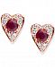 Ruby (3/8 ct. t. w. ) & Diamond (1/6 ct. t. w. ) Heart Stud Earrings in 14k Rose Gold