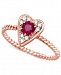 Ruby (3/8 ct. t. w. ) and Diamond (1/10 ct. t. w. ) Heart Ring in 14k Rose Gold