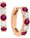 Effy Certified Ruby (3/4 ct. t. w. ) & Diamond (3/8 ct. t. w. ) Hoop Earrings in 14k Rose Gold