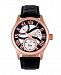 Reign Bhutan Automatic Rose Gold Case, Genuine Black Leather Watch 43mm
