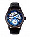 Reign Bhutan Automatic Black Case, Black and Blue Dial, Genuine Black Leather Watch 43mm