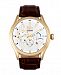 Reign Gustaf Automatic Gold Case, Genuine Brown Leather Watch 43mm
