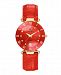 Jacques Du Manoir Ladies' Red Genuine Leather Strap with Rose Goldtone Case and Red Dial with Diamond Markers, 33mm