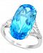 Effy Blue Topaz (10-7/8 ct. t. w. ) & Diamond (1/8 ct. t. w. ) Ring in 14k White Gold