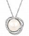 Honora Cultured Freshwater Pearl (8mm) & Diamond (1/8 ct. t. w. ) 18" Pendant Necklace in 14k White Gold