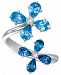 Blue Topaz (3 ct. t. w. ) & Diamond Accent Floral Wrap Ring in 14k Gold