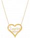 Heart "I Love You Mom" 17" Pendant Necklace in 10k Gold