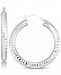 Signature Gold Diamond Accent Textured Hoop Earrings in 14k White Gold Over Resin, Created for Macy's