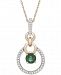 Emerald (1/4 ct. t. w. ) & Diamond (1/10 ct. t. w. ) 18" Pendant Necklace in 14k Gold