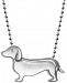 Alex Woo Diamond Accent Dachshund 16" Pendant Necklace in Sterling Silver