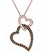 Le Vian Chocolate Diamond & Vanilla Diamond Hearts 18" Pendant Necklace (3/4 ct. t. w. ) in 14k Rose Gold