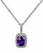 Amethyst (3/4 ct. t. w. ) & Diamond (1/10 ct. t. w. ) 18" Pendant Necklace in 14k White Gold