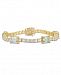 Prasiolite (16 ct. t. w. ) and White Topaz (9 ct. t. w. ) Station Link Bracelet in 18k Gold over Sterling Silver