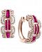 Effy Certified Ruby (1-1/4 ct. t. w. ) & Diamond (3/4 ct. t. w. ) Hoop Earrings in 14k Rose Gold