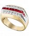 Men's Lab-Created Ruby (1-1/10 ct. t. w. ) & White Sapphire (5/8 ct. t. w. ) Ring in 10k Gold