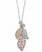 Effy Diamond Tri-Color Leaf 18" Pendant Necklace (5/8 ct. t. w. ) in 14k White Gold, 14k Rose Gold and 14k Gold