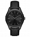 AX Armani Exchange Men's Fitz Black Leather Strap Watch 44mm