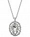 Swarovski and Cubic Zirconia Religious Necklace in Sterling Silver Over Bronze