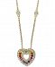 Effy Multi-Sapphire (3/8 ct. t. w. ) & Diamond (3/8 ct. t. w. ) Heart 18" Pendant Necklace in 14k Gold