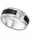 Men's Diamond Accent & Carbon Fiber Band in Sterling Silver & Stainless Steel