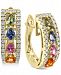 Effy Multi-Sapphire (1-7/8 ct. t. w. ) and Diamond (1/2 ct. t. w. ) Hoop Earrings in 14k Gold