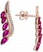 Effy Ruby (1-1/4 ct. t. w. ) & Diamond (1/8 ct. t. w. ) Drop Earrings in 14k Rose Gold