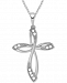Diamond (1/10 ct. t. w. ) Cross 18" Pendant Necklace in Sterling Silver