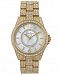 Jessica Simpson Women's Crystal Encrusted Gold Plated Bracelet Watch 36mm