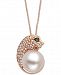 Effy Cultured Freshwater Pearl (10mm), Diamond (1/4 ct. t. w. ) & Tsavorite Panther Head 18" Pendant Necklace in 14k Rose Gold