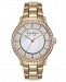 Jessica Simpson Women's Crystal Encrusted Gold Tone Bracelet Watch 36mm