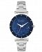 Jessica Simpson Women's Crushed Crystal Silver Tone Bracelet Watch 32mm