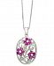 Certified Ruby (1-1/2 ct. t. w. ) & Diamond (1/8 ct. t. w. ) Flower 18" Pendant Necklace in Sterling Silver