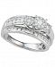 Diamond Two-Row Tri-Cluster Engagement Ring (1 ct. t. w. ) in 14k White Gold