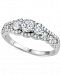 Diamond Three-Stone Cluster Engagement Ring (1 ct. t. w. ) in 14k White Gold