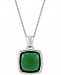 Green Agate (15mm) 18" Pendant Necklace in Sterling Silver