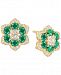 Emerald (1-3/4 ct. t. w. ) & Diamond (1/2 ct. t. w. ) Flower Stud Earrings in 14k Gold