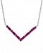 Sapphire (1-3/8 ct. t. w. ) 18" Chevron Pendant Necklace in Sterling Silver (Also available in Certified Ruby and Emerald)