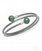 Green Jade (10 mm) Flexible Wrap Bracelet in Sterling Silver
