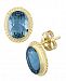 Blue Topaz (3-1/5 ct. t. w. ) Twist Gallery Stud Earring in 14k Yellow Gold