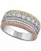Diamond Tricolor Statement Ring (1 ct. t. w. ) in 14k Gold, White Gold & Rose Gold