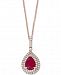 Effy Certified Ruby (7/8 ct. t. w. ) & Diamond (1/4 ct. t. w. ) 18" Pendant Necklace in 14k Rose Gold