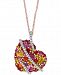 Effy Multi-Sapphire (2-1/2 ct. t. w. ) & Diamond (1/8 ct. t. w. ) Heart 18" Pendant Necklace in 14k Rose Gold