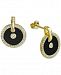 Cubic Zirconia & Black Enamel Circle Stud Earrings in 18k Gold-Plated Sterling Silver