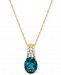 London Blue Topaz (3-1/3 ct. t. w. ) & Diamond (1/10 ct. t. w. ) 18" Pendant Necklace in 14k Gold