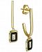 Cubic Zirconia Baguette & Enamel Drop Earrings in 18k Gold-Plated Sterling Silver