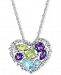 Multi-Gemstone Open Heart Pendant Necklace (2-1/20 ct. t. w. ) in Sterling Silver